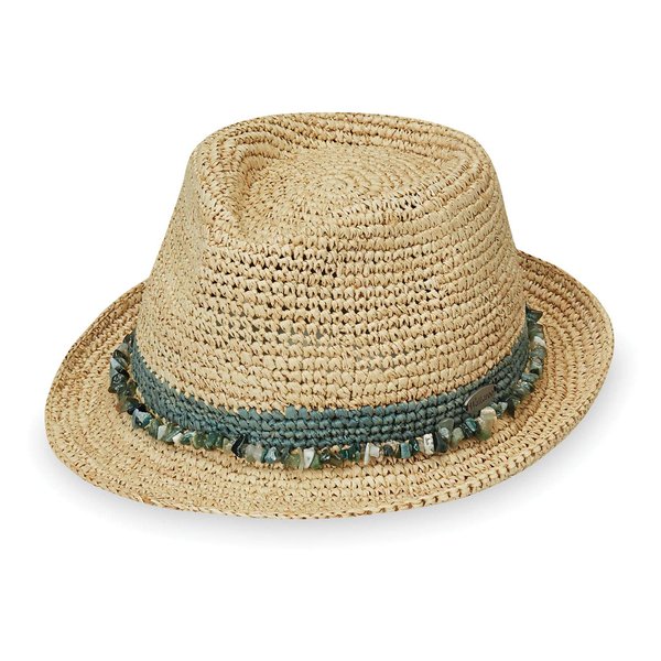 Wallaroo Hat Company – Women’s Tahiti Trilby Fedora – Natural Fiber, Short Brim with Adjustable Sizing for Medium Crown Sizes – Trendy and Chic Sun Hat for Casual All-Season Sun Protection (Sage)