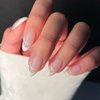 AkiliBIELY French Tip Press on Nails Almond Short White Pink Curve Fake Nails Women Cute Glue on Nails Acrylic Gel Fantasy Stick on Nails Classy False Nails For Wedding Birthday