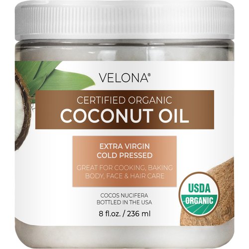 Velona USDA Certified Organic Coconut Oil Extra Virgin - 8 fl oz | Food and Cosmetic Grade | in j...