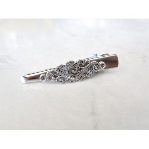Generic Small silver tone metal filigree alligator hair claw clip clamp fine hair