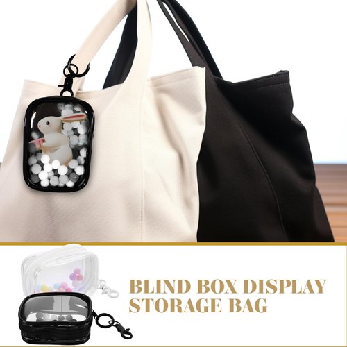 Toyvian 2pcs Small Doll Storage Bags Action Figures Display Clear Bag with Keychain, Zipper Organizer Hanging Collectibles Box for Mini Dolls Figures, 3.73x2.44inches