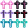 12Pcs Silicone Cross Beads Silicone Focal Beads Mix Color Cross Shaped Beads Focal Beads for Pens Flat Loose Spacer Beads for Keychain Making Bracelet Necklace DIY Pen Beads