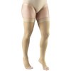 Truform 20-30 mmHg Compression Stockings for Men and Women, Thigh High Length, Dot-Top, Open Toe, Beige, Medium