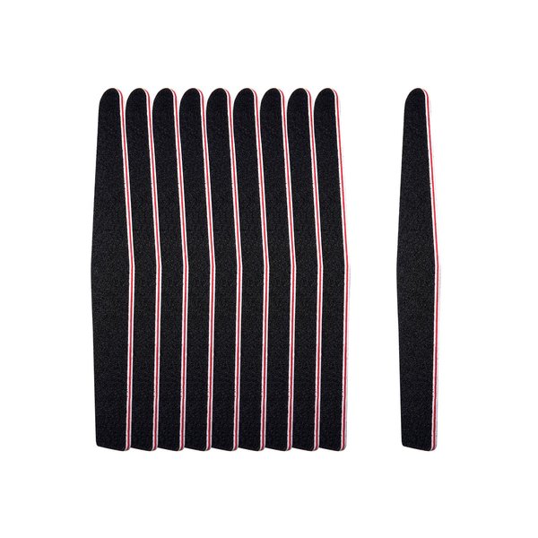 LNAUJS 10 Pack 100/180 Grit Nail Files, Black Professional Reusable Emery Boards Manicure Tool for Acrylic Nails, Nail Buffering Files, Rhombus
