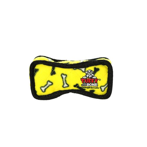 TUFFY - World's Tuffest Soft Dog Toy - Junior Bone 2- Yellow -Squeakers -Multiple Layers. Made Durable, Strong & Tough.Interactive Play(Tug, Toss & Fetch). Machine Washable & Floats