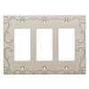 Franklin Brass Classic Lace (1-Pack) Decorative Light Switch Cover Brushed Nickel 3-Gang Decorator/Rocker Wall Plate Triple Switch Plate Cover Electrical Outlet Covers W35079-SN-C
