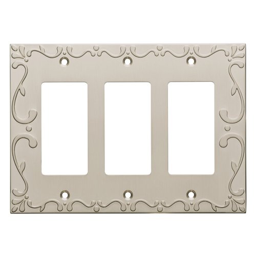 Franklin Brass Classic Lace (1-Pack) Decorative Light Switch Cover Brushed Nickel 3-Gang Decorator/Rocker Wall Plate Triple Switch Plate Cover Electrical Outlet Covers W35079-SN-C