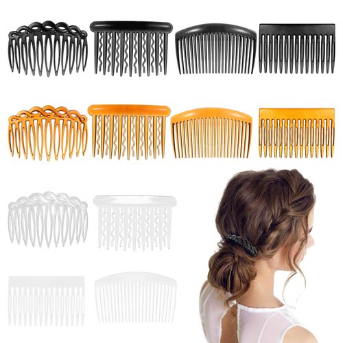 cobee 12 Pcs French Hair Side Combs for Women, Plastic Twist Vintage Style Hair Clips Accessories for Women Girls Bridal Wedding Veil Fine Hair