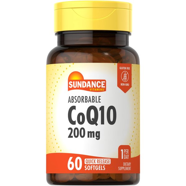 CoQ10 200mg | 60 Quick Release Softgels | with Black Pepper Extract | Non-GMO and Gluten Free Supplement | by Sundance