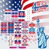 12 Sheets 4th of July Nail Wraps Stickers, Independence Day Full Nail Polish Strips, Memorial Day DIY Self-Adhesive Nail Art Decals Patriotic American Flag Pattern Decor with 2 Piece Nail Files (168 Pieces)