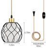 Cinkeda Plug in Pendant Light, Black Farmhouse Hanging Lights with Linen Shade, 15ft Golden Cotton Cord, Industrail Ceiling Lamp with Dimmable Switch, for Kitchen Island Living Room (Bulb Included)