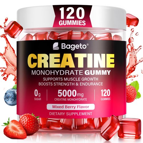 Creatine Monohydrate Gummies 5000mg for Men & Women, 120 Count Creatine for Enhanced Muscle Growth, Strength, and Recovery, Sugar Free Pre-Workout Supplement-Mixedberry Flavor