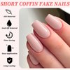 LuckForever 240pc Coffin Press on Nails Medium Fake Nails Nude Tan Glue on Nails Short Ballerina Coffin Nails Press ons Acrylic Nails False Nails Full Cover Artificial Fingernails with Adhesive Tab