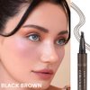 Kaely 2Pcs Magical Precise Waterproof Brow Pen,Suake Eyebrow Contouring Pen,4 Tip Eye Brow Pencils for Women Makeup,lapiz de cejas 3d Microblading Eyebrow Pen Pencil,24h Smudge Proof,03 Black Brown