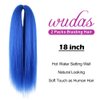 WUDAS Blue Braiding Hair 18 Inch Long Pre Stretched Hair Straight Yaki Texture Synthetic Hair Extensions Softness, 2 Packs
