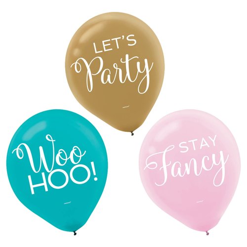 Assorted Colors Confetti Printed Latex Balloons - 12" (15 Pack) - Ideal for Parties & Celebrations
