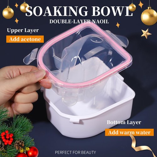 Teenitor Nail Soaking Bowl, Soak Off Gel Polish Dip Powder Remover, Manicure Bowl for Hand, Cuticle Remover Tools, Nail Brush Cuticle Pusher,Cuticle Oil Cuticle Peeler,Nail File Buffer Milk and Honey