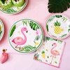 WERNNSAI Flamingo Party Supplies - Luau Disposable Summer Hawaiian Themed Tableware Set for Girl Kids Birthday Dinner Dessert Plates and Napkins Serves 16 Guests 48PCS