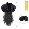 Leadigol Claw Clip Ponytail Hair Extension,Long Wavy Pony Tail for Black Women Synthetic Natural Hair Extension Ponytail with Bowknot Ponytail Clip in Hair Extensions Hairpiece