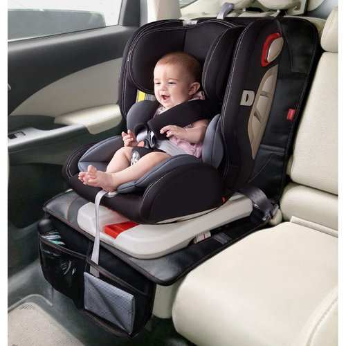 MORROLS Thickest Padding Car Seat Protector for Child, Baby, Pets - Waterproof Universal Size with Mesh Pockets (Black)