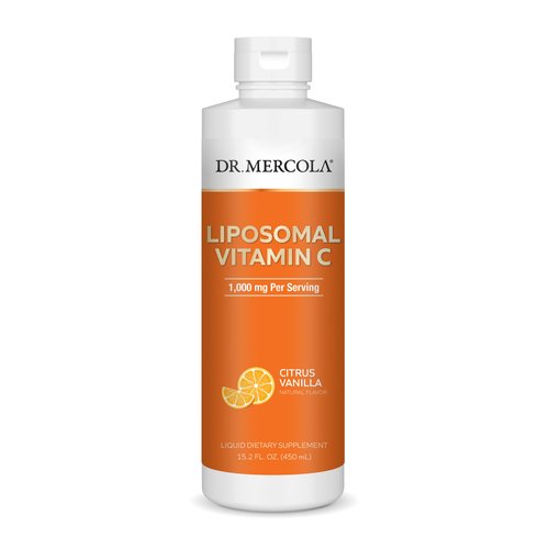 Dr. Mercola Liposomal Vitamin C, 1,000 mg per Serving, Liquid Dietary Supplement, 15.2 Fl. Oz (450 mL), Citrus Vanilla Natural Flavor, Non GMO, Gluten Free, Soy Free