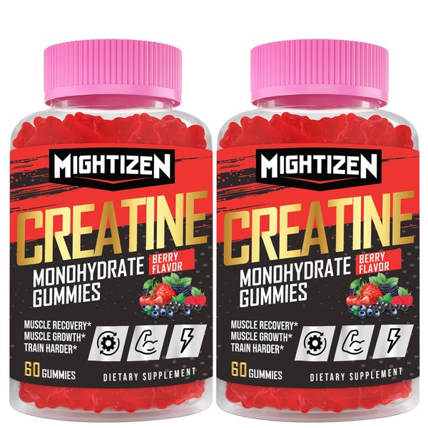 Creatine Monohydrate Gummies for Men & Women, 5000mg Creatine Monohydrate, Best Creatine Gummy Flavored Creatine with Taurine & Vitamin B12 for Max Strength, Energy & Endurance (Berry, 120 Gummies)