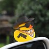 wonuu Small Rubber Duck with Mini Sunglasses Black Cowboy Hat Bandana Necklace Plastic Accessories for Car Ornament Home Decor Desk Decoration, Assemble Needed, Pistol