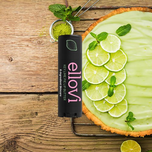 Ellovi Natural Lip Butter Lip Balm - Key Lime - Pure Enough to Eat - Made With Just 6 Vegan Ingredients - Moisturizing Lip Care for All Day Hydration