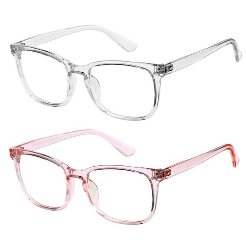 Hycredi Kids Blue Light Blocking Glasses，Anti Eyestrain & UV Protection, Computer Gaming TV Phone Glasses for Boys Girls (Clear Pink+Clear)