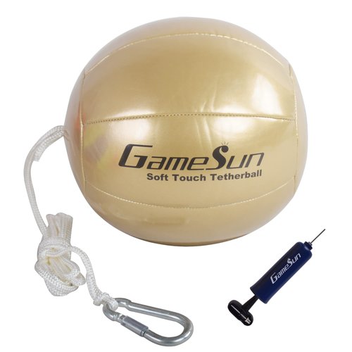 GAMESUN Tetherball Ball and Rope Set- Tetherball Ball with Rope and Carabineer Hoop, Two-Needles Pump, Glow in Dark
