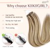 KiiKiiGirl Microlink Hair Extensions - Human Hair,14inch Micro link Hair Extensions Human Hair Micro Beads Hair Extensions Human Hair Blonde Highlighted Bleach Blonde 30G/Pack