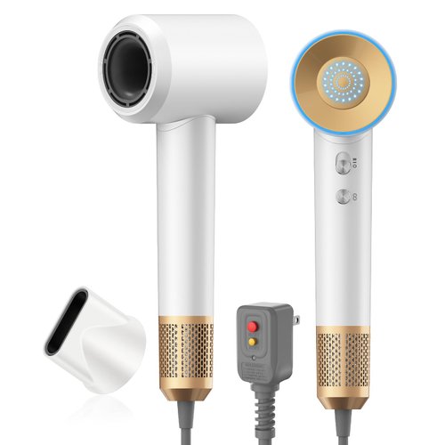 Oushome Hair Dryer, High-Speed Blow Dryer with 110,000 RPM for Fast Drying, 200 Million Negative Ionic Hair Dryer, Low Noise Travel Hair Dryer with Magnetic Concentrator Nozzle (White)