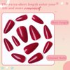 Bellelfin 240Pcs Almond Press on Nails Short, Glossy Red Fake Nails Full Cute False Nails Solid Color Acrylic Almond Nails Press on with 5 Sheets Adhesive Tabs for Women Girls Fingernails Artificial