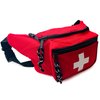 ASA TECHMED Lifeguard Fanny Pack with Whistle Lanyard - Baywatch Style First Aid Hip Pack w/Adjustable Strap, Cross Logo + Zipper Pouch, Emergency Equipment Set Red