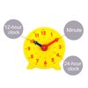 PATIKIL 4 inch Teaching Clock, Learn Clock Learning Tell Time Analog Clock Demonstration Clock 24 Hour 2 Pointers for Classroom Teacher, Yellow