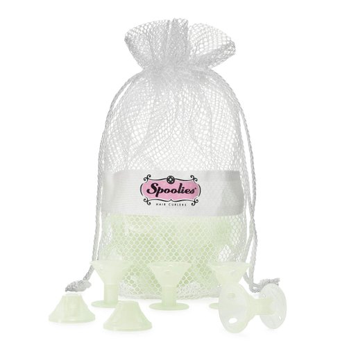 Spoolies Original Hair Curlers, Heatless Silicone Rollers with Mesh Bag Gift for Natural Hair, Hair Extensions plus Wigs, Made in USA, 24 Medium Size, (Hello Glow)