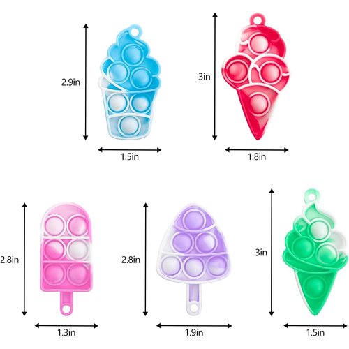 Generic ice Cream Mini Pop Keychain Fidget Toys, Mini Pop Bubble Fidget Toy,Silicone Mini Pop Toys Fidget Keychain Relieve Anxiety Stress Fidget Toy