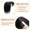 SEGO Hair Toppers for Women Real Human Hair With Bangs 7 * 13CM Silk Base 100% Remy Human Hair Clip in Top Wiglet Hair Pieces for Thinning Hair -6 Inch Jet Black
