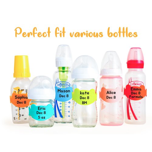 Silicone Baby Bottle Labels for Daycare, Reusable Daycare Bottle Band for Baby Food and Breastmilk, Pack of 6