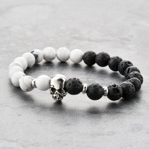 Manhattan Edge Lava Rock Beaded Stone Bracelet Essential Oil Diffuser for Men Aromatherapy Ideal for Anti-Stress or Anti-Anxiety, Clean Look & Edgy Bad Boy Vibe.