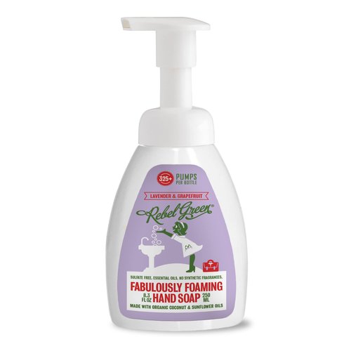 Rebel Green Foaming Hand Soap - Moisturizing Natural Bathroom & Kitchen Liquid Foaming Soap - Gentle Household Hand Wash with Lavender & Grapefruit Scent - (8oz, 6 pack)