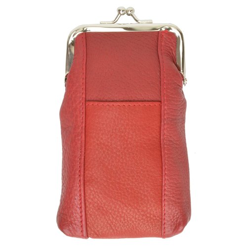Leather Cigarette Case Pack Holder Regular or 100's Lighter Pocket (Red)
