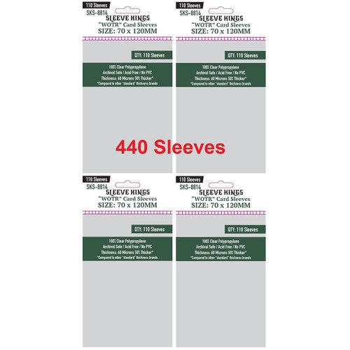 Sleeve Kings WOTR-Tarot Card Sleeves 70 X 120 mm (4x110 Pack, 440 Sleeves)