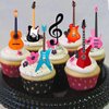 24pcs Guitar Cupcake Toppers Music Notes Rock Birthday Cake Picks Party Decorations for Guitar Player Theme Baby Shower Supplies