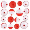 Coopay 15pcs-50pcs/lot Fishing Bobbers Floats Set Hard ABS Snap on Red/White Float Bobbers Push Button Round Buoy Floats Fishing Tackle Accessories Size: 0.5/1/1.25/1.5/2 Inch (0.5+1+1.25+1.5+2=30pcs)