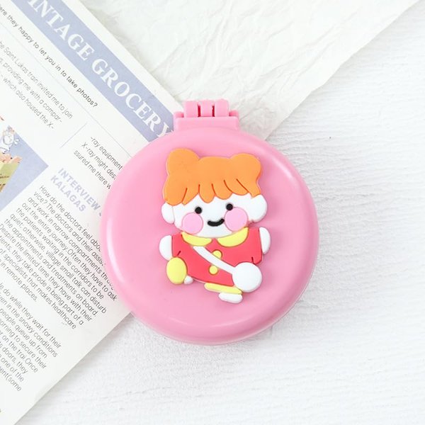 Girl Travel Hair Brush Pocket Comb with Mini Mirror Portable Compact Folding Hair Brushes Round Mini Compact Massage Comb for Girls and Women, Styling Tools and Appliances, Hair Combs (2H966)