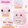 CozyWorld Get Well Soon Pink Cow Plush Pillow Stuffed Animal Plushies Soft Recovery Gift for Girls Woman, Encouragement Cushion for Post-Surgery and Illness