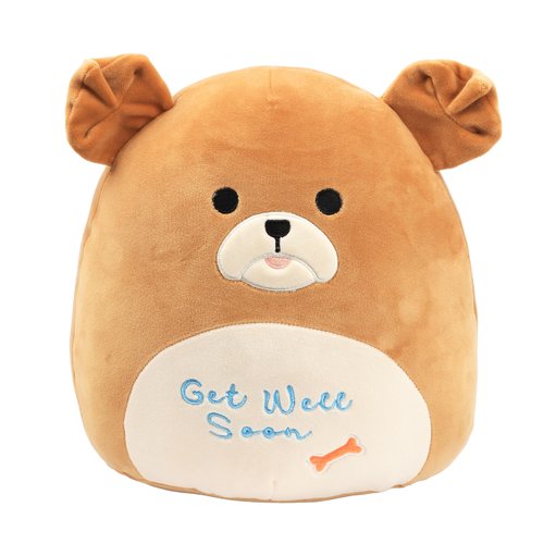 Easfan 13'' Get Well Soon Puppy Plush Pillow Soft Cute Shar Pei Dog Plush Get Well Soon Gifts for Kids Patient Feel Better for Women Men, Brown