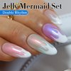 Double Rhythm Glitter Gel Nail Polish Set of 6 Colors Shimmer Reflective Sparkle Nail Polish Nail Art DIY at Home (Mermaid White Pink Blue Green Yellow Purple-Kit8)