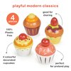 Mentari Toys - Teatime Cupcake Set - 4pc Wooden Cupcake Play Food Set - Pretend Play Kitchen and Market Food Accessories - Encourages Role Play and Develops Social Skills - Gift for Toddlers - Age 3+